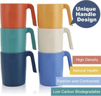 Homienly Wheat Straw Coffee Mugs, Alternative to Plastic Coffee Cups, Set of 6, Unbreakable Camping Coffee Mugs, 16 OZ Cups for Tea, Coffee, Milk, Dishwasher and Microwave Safe Kids Mug, Multi