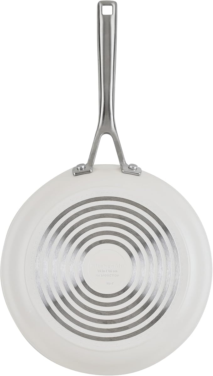 KitchenAid Hard Anodized Ceramic Induction Nonstick Cookware 2-Piece Frying Pans/Skillet Set, Dishwasher Safe, 8.25 Inch and 10 Inch Non Stick Fry Pans with Stainless Steel Handles - Porcelain White