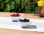 Posh Setting - White Plastic Serving Bowls for Party (8oz - 4 Pack) Square, Disposable, Salad & Fruit Bowls for Party Table, Candy Containers for Candy Buffet
