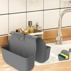 1Pc Silicone Sponge Holder for Kitchen Sink, Saddle Caddy Organizer Rack, Sponges Holder Over Faucet, Hanging Kitchen Sink Organizer Accessories Rack Basket- (Dark Grey)