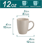 vancasso PLAYA Ceramic Coffee Mug Set of 6, 12 Oz Tea Cups with Handle for Latte, Tea, Cappuccino, Milk, Cocoa, Microwave&Dishwasher Safe, Grey