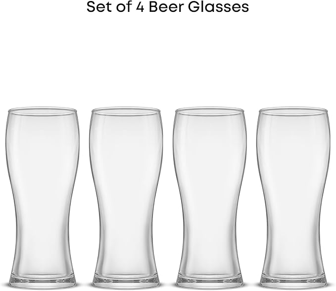 JoyJolt Callen 15.5oz Beer Glasses Set of 4 Beer Pint Glass. Craft Beer Glass, Pilsner Glasses, IPA Beer Glass. Solid Glassware Beer Cup. Classic Beer Gifts, Beer Cups, Mugs and Beer Glasses for Men
