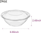 Jaluxing [24 oz. 50 Sets Clear Plastic Salad Bowls with Airtight Lids Disposable To Go Mixing Containers Serving for Fruit, Quinoa, Lunch and Meal Prep