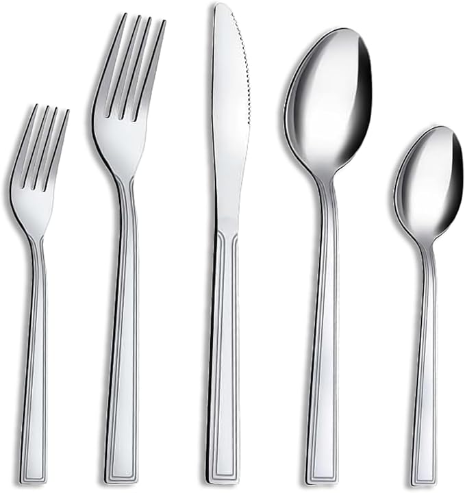 30-Piece Silverware Set - Flatware Stainless Steel Silverware Set for 6, Include Spoons and Forks Set, Mirror Polished, Dishwasher Safe, Cutlery Set for Home Kitchen Restaurant Hotel