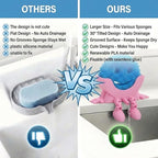 Creative Hanging Sponge Holder with Drainage/Traceless Glue, 3D Printing Countertop Funny Sponge Holders for Kitchen Sink, Keeps Your Sponge Dry & Smiling, for Scrub Daddy Holder (1, Pink)