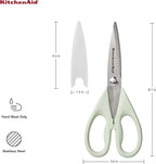 KitchenAid All Purpose Kitchen Shears with Protective Sheath Durable Stainless Steel Scissors,Dishwasher Safe,Soft Grip Comfort Handle,8.72 Inch,Pistachio,(Pack of 2)