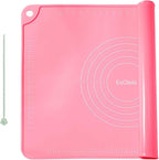 Silicone Pastry Mat 20"*16" Extra Thick Non Stick Baking Mat Food Grade Silicone Dough Rolling Bake Mat with Edge Heightening Pink