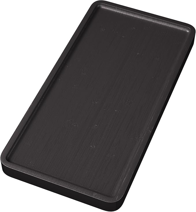 VERTORGAN Bamboo Serving Tray,11.8x5.9 Inch Decorative Trays Platter for Coffee Table,Living Room,Bar,Party,Mini Charcuterie Boards Cheese Board,Home Decor（Black）
