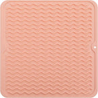 MicoYang Silicone Dish Drying Mat for Multiple Usage,Easy clean,Eco-friendly,Heat-resistant Silicone Mat for Kitchen Counter or Sink,Refrigerator or Drawer liner Pink M 12 inches x 12 inches