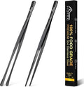 HOTEC Kitchen Tweezers Tongs Stainless Steel Professional Chef Tweezers, Set of 2-12inch Extra-Long Food Tongs for Cooking,Grill and Baking