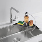 HANZENMA Triangular Sink Rack, Multi-Functional Rack Above the countertop, Foldable Sink Drying mat, Heat-Resistant, Non-Slip, and Rust-Proof Dish Rack (Black)