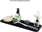 ZLR Silicone Sponge Holder & Sink Caddy Tray (6" x 17") - Narrow Dish Drying Mat for Kitchen Counter - Waterproof Soap Dispenser Organizer, Non-Slip Bathroom Vanity Tray (Black)