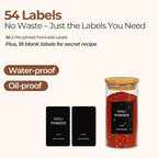 ComSaf Spice Jars with Label 4oz 16 Pack, Glass Spice Jars with Bamboo Lid, Small Seasoning Containers with 54 Black Labels, Stackable for Kitchen, Pantry Organization, Loose Tea, Herbs, Powders, Salt