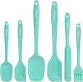NileHome Silicone Spatula Set, 6 Pcs Food Grade Kitchen Utensils with Silicone Brush Heat Resistant Dishwasher Safe BPA-Free Rubber Spatula for Scraping, Baking, Cooking, Mixing, Turquoise
