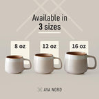 Ava Nord Small Ceramic Coffee Mugs Set of 4 | 8 oz Stoneware Coffee Cups | Lead-Free, Non-Toxic | Microwave & Dishwasher Safe | Comfortable Handle | Aesthetic Nordic Design for Cappuccino | Rose Sand