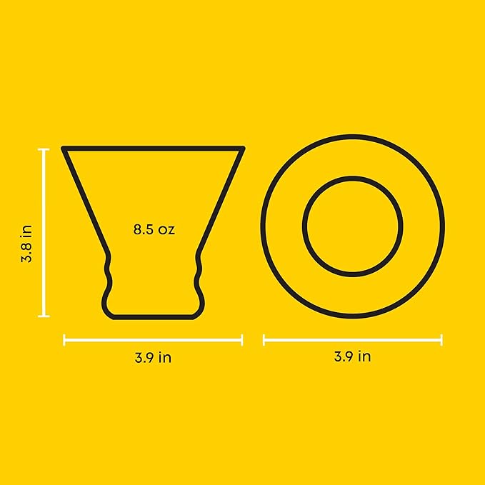 JoyJolt Afina Stemless Martini Glasses Set of 4, 8.5oz Liquor Drinking Glasses for Cocktail and Margarita, Bar Glass Cups, Glass Dessert Cups