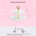 Pack of 10 NWK Cake Stand Set, with 3 x Two-Tier and 3 x Three-Tier Cupcake Stands, 4 x Appetizer Trays, 1 x Tablecloth for Birthday Bridal Baby Shower Party (Gold)