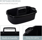 Large Cleaning Supplies Caddy Portable Shower Basket Supply Organizer with Handle Plastic Bucket Tool Storage for Bathroom, Bedroom, Kitchen, College Dorm, Garden, Black