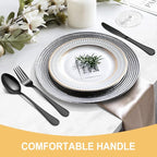 Black Silverware Set for 8, 40 Pieces Stainless Steel Flatware Cutlery Set, Mirror Polished Tableware Kitchen Utensil Set, Include Knives Spoons Forks, Dishwasher Safe (Shiny Black)
