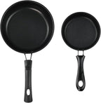 Flylin 2 PCS Skillet Set, Portable Mini Frying Pan with Marble Coating Non-Stick and Heat Resistant Handle, Skillet Deeper Skillet Pan for home Frying Saute Cooking Pizza Omelette Steak (12cm+16cm)