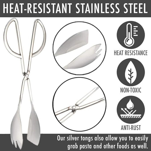 2-PACK Salad Tongs for Serving Buffet Party Catering with Stainless Steel Cooking Kitchen Tongs 10.3"