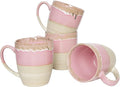 Bosmarlin Ceramic Coffee Mug Set of 4, 17 Oz, 5 Colors to Choose, Tea Cups, Dishwasher and Microwave Safe, Reactive Glaze (Pink)