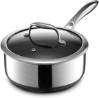 HexClad Hybrid Nonstick 3-Quart Saucepan with Tempered Glass Lid, Stay-Cool Handle, Dishwasher-Friendly, Oven-Safe Up to 900°F, Induction Ready, Compatible with All Cooktops