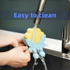 Smiley Face Sponge Holder – Sponge Holder for Kitchen Sink Hanging, Funny Sponge Holder, No Tools Installation, Spac-Saving & Quick Drying Sponge Storage Organizer (Black)