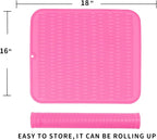 MicoYang Silicone Dish Drying Mat for Multiple Usage,Easy clean,Eco-friendly,Heat-resistant Silicone Mat for Kitchen Counter or Sink,Refrigerator or Drawer Liner Rose XL 18 inches x 16 inches