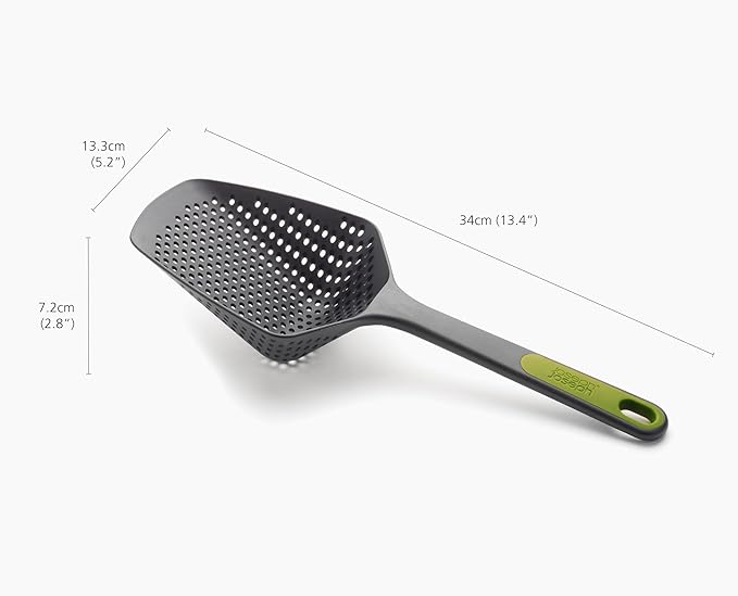 Joseph Joseph 10160 Scoop Colander Strainer Slotted Spoon, Large, Gray/Green