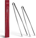 Precision Serrated Non-Slip Tips Cooking Tongs 2 Set (9.5" & 11.5"), One-Piece 18/8 Stainless Steel Metal Tongs, Easily Control Kitchen Tweezer, Multi-Purpose Korean Tong