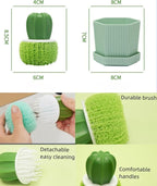 Dish and Pot Cleaning Brush with Holder Kitchen Cleaner Dish Scrub Brushes Dishes Pots Pans Cleaning Tool- 3 Replaceable Brush Heads