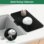 GUUKIN Silicone Dish Drying Mat,17.7" x 11.8 " Drying Matt Kitchen Counter, Dish Drying Rack Mat, Easy Clean Pad for Countertop Protection, Multi-Functional Use, Not applicable Bumps up sink (Black)