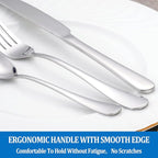 12 Pcs Forks and Spoons Silverware Set,Food Grade Stainless Steel Flatware Cutlery Set for Home,Kitchen and Restaurant,Mirror Polished,Dishwasher Safe - 6 Dinner Fork(8 inch) and 6 Teaspoon(6.5 inch)
