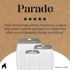 GORILLA GRIP BPA-Free Reversible Kitchen Cutting Board Set of 3, US Designed, Nonporous, Juice Grooves Catch Liquid, Slip Resistant Border, Dishwasher Safe, Durable Large Food Chopping Boards, Gray