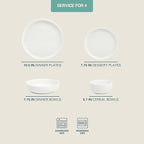Gibson Home Oslo Dinnerware Set for 4, 16-Piece White Porcelain Plates and Bowls — Ceramic Dish Set | Microwave & Dishwasher Safe