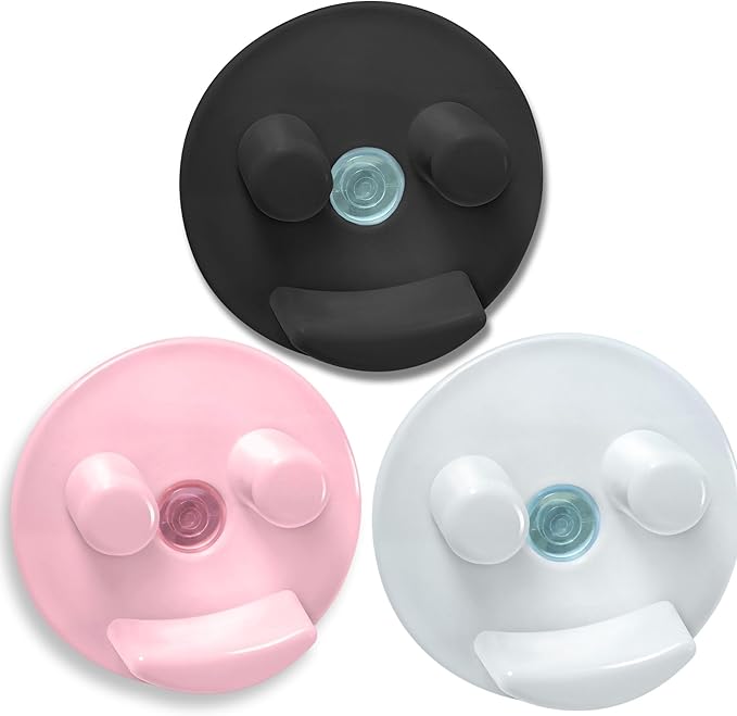 BeraTek Smiley Face Sponge Holder for Kitchen Sink - Stop Soggy Sponges, In Sink Sponge Holder with Suction Cup - Sponge Caddy Fits Most Happy Face Sponges - Combo Pack 1 White, 1 Black, and 1 Pink