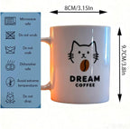 Pet Lover Mug Set Cute Cat & Dog “Dream Coffee” Ceramic Mugs, Gift Boxed Coffee & Tea Cup Set for Pet Owners, Cute Animal Mugs, Birthday or Holiday Gift