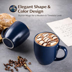 GBhome 16oz Coffee Mugs Set of 6, Large Ceramic Coffee Mugs for Man, Woman, Dad, Mom, Modern Coffee Mugs Set with handle for Tea/Latte/Cappuccino/Milk/Cocoa. Dishwasher&Microwave Safe,Matte Blue