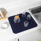 MicoYang Silicone Dish Drying Mat for Multiple Usage,Easy clean,Eco-friendly,Heat-resistant Silicone Mat for Kitchen Counter or Sink,Refrigerator or Drawer Liner Navy Blue 2XL 24 inches x 18 inches