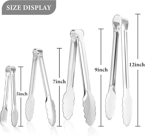 8 Pack Serving Tongs XEVOM Kitchen Tongs,Buffet Tongs, Stainless Steel Food Tong Serving Tong,small tongs (9inch)