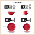 Bestone 16 Piece Round Kitchen Dinnerware Sets, Plates and Bowls, Dinner Plates, Cereal Bowls, Stoneware Dinnerware, Blue and White