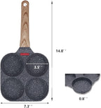 Egg Frying Pan, Fried Egg Pan Nonstick 4 Cups Pancake Pan Aluminium Alloy Cooker for Breakfast, Egg Pan Suitable for Gas & Induction (Black)