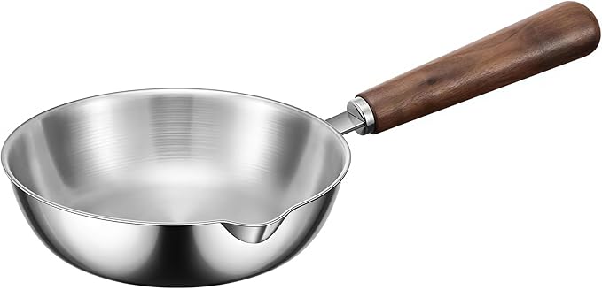 IMEEA 6.3-Inch Egg Pan Omelet Pan SUS304 Stainless Steel Small Frying Sauce Pan with Wodden Handle