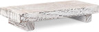 zoocatia Small Wood Tray Pedestal Stand Farmhouse Bathroom Decor Decorative Wooden Riser Kitchen Soap Dish Holder for Vanity, Counter, Sink, Retro White