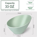 LOVYANXUE Bamboo Fiber Salad Bowls, 4 Packs Serving Bowls Blue Green, Compostable 33 Ounce Elegant Angled Bowls for Salad, Pasta, Soup, Prep, Ideal for Home and Restaurant