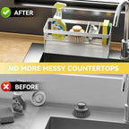 Kitchen Sink Caddy Organzier with Sponge Holder and Removable Drip Tray for Kitchen Sink, 304 Stainless Steel Organize for Sponge Soap Dish Brush Storage Accessories(White)