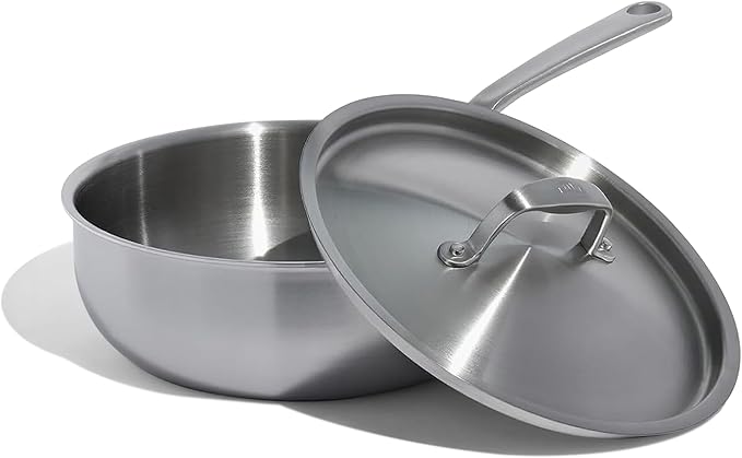 Made In Cookware | 3 Quart Stainless Steel Saucier Pan | 5 Ply Stainless Clad | Professional Cookware | Crafted in Italy | Induction Compatible