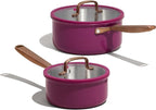 CAROTE 1.5Qt & 3.0Qt Stainless Steel Saucepan Set, Non-Toxic 3-Ply Stainless Steel Cookware Set with Lids, Small Kitchen Pots, Oven Safe, Compatible with Induction, Ceramic, Gas