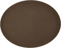 Winco 26" x 22" Premium Fiberglass Tray, Non-slip, Brown, Oval